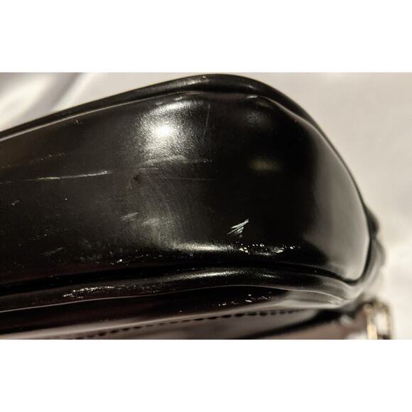 Nine West Black Vegan Patent Leather Convertible Shoulder Bag Clutch Chain Strap - Picture 13 of 15